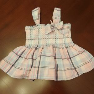 Janie and Jack blue and pink plaid spring top